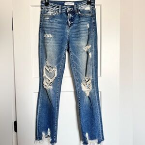 Flying Monkey Ripped Blue Straight Leg Jeans